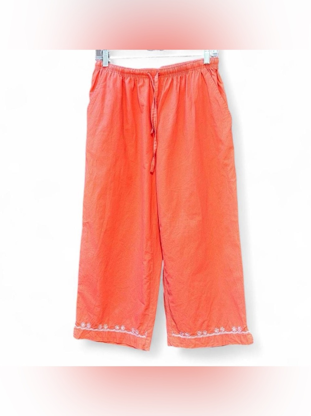 Jane Ashley Coral Wide Leg Capri Embroidered & Embellished Legs